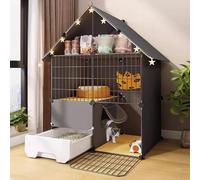 Gabbia per Gatti Grande con Amaca per Gatti Box per Gatti con Lettiera Cucce in Filo Metallico Staccabili per Coniglio, Coniglietto, Porcellino D'india, Cincillà, Deluxe, 2002-03-01 00:00:00