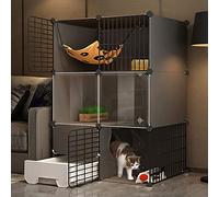Gabbia per Gatti Grande Da Interno - Gabbia per Gatti Gabbia per Piccoli Animali Recinzione In Filo Metallico con Lettiera per 1-2 Gatti, Furetto, Cincillà, Coniglio, Piccoli Animali ( Color : Black ,