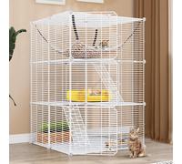 Gabbia per Gatti Recinto per Gatti con 3 Porte 2 Scale Box per Gatti in Metallo