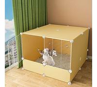 Gabbia Per Gatti - Recinto Per Gatti, Gabbie Per Gatti Fai Da Te Per Interni, Recinto In Metallo, Rete Per Esercizi, Recinto Per Cortile, Gabbia Con Porta Per Piccoli Ani（C1-Yellow-75-75-55Cm）