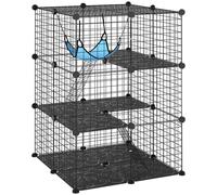 Gabbia Per Gatti Recinto Personalizzabile 3 Livelli, 105cm, Nero