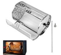 Gabbia per grill con friggitrice ad aria - tamburo rotante in acciaio, cestello per cottura cursurie, strumento per grill a massa rotonda | Cestino per cilindro per barbecue riutilizzabile per