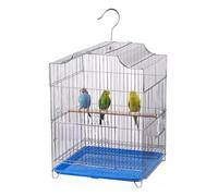 Gabbia per parrocchetti, gabbia in filo metallico per canarini, gabbia per uccelli, casa sospesa con mangiatoia, abbeveratoio e supporto per parrocchetti, inseparabili, voliera, calopsitte (32*31*44