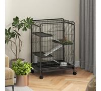Gabbia per Piccoli Animali e Piccoli Roditori con Ruote, 3 Rampe e 3 Piattaforme, Ciotola e Bottiglia, 61x44.5x95cm, Nero Description:La gabbia PawHut è la casa perfetta per i tuoi piccoli animali. Qu