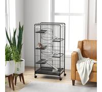 Gabbia per Piccoli Animali e Piccoli Roditori con Ruote, Gabbietta per Conigli e Cincillà con 5 Rampe e 5 Piattaforme, Ciotola e Bottiglia, 61.5x44x131 cm, Nero Descrizione:La gabbia PawHut ?la casa p