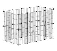 Gabbia per Piccoli Animali Recinzione Modulare in Metallo per Animali Domestici con Porta e Pannelli in Acciaio 120X60X80 cm Nero