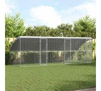 vidaXL Gabbia per polli 3 pcs Argento 600 x 200 x 198,5 cm, Giardino e terrazza, Gabbia per polli durevole, Habitat in acciaio, Gabbia resistente agli agenti atmosferici, Casa per animali con chiusur