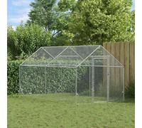 vidaXL Gabbia per polli Argento 400x170x177cm Acciaio zincato, Giardino e Terrazza, Habitat Sicuro per Polli, Spaziosa Gabbia per Pollame, Abitazione per Animali Resistente alle Intemperie, Recinzion