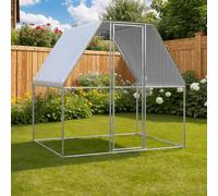 Gabbia per Polli Argento e Grigio 2x2x2 m in Acciaio Zincato