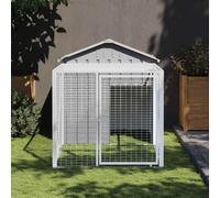 Gabbia per polli con recinto grigio chiaro 117x201x123 cm in acciaio zincato