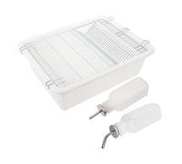 Gabbia per Topi da Laboratorio con Coperchio in Rete D'acciaio | Base in PP Bianco, Montaggio Semplice, Ventilazione, Supporti Laterali Standardizzati, per Acqua