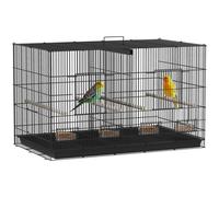 Gabbia per Uccelli 94x57x57 cm con Divisorio in Acciaio e PP Nero