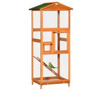 Gabbia per Uccelli Alta 165cm in Legno da Esterno con 2 Porte e Vassoio Estraibile, Arancione
