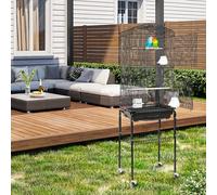 Gabbia per uccelli con mobile contenitore con rulli in filo 46*35,5*150,6 cm NERO Ferro