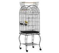 Gabbia per Uccelli e Canarini, Voliera con Ruote in Metallo Nero 51x51x153 cm