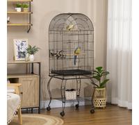 Gabbia per Uccelli e Canarini, Voliera con Ruote in Metallo Nero 51x51x153 cm