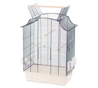 Gabbia Per Uccelli Flamingo Solor Sky Bianca, 49x31x65cm, Con Pali E Ciotole