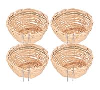 Gabbia per uccelli Gabbia per nidificazione in vimini di bambù intrecciata per uccelli, 4 pezzi di bambù per uccelli, tessitura fatta a mano, allevamento, casetta per uccelli a riposo con gancio per p