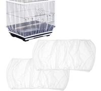 Gabbia per uccelli in 2 pezzi, copertura universale in rete, copertura in nylon per gabbia, misura regolabile, adatta a gabbie rotonde e quadrate, 140-180 cm, bianca.