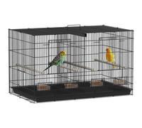 Gabbia per uccelli Pawhut con divisore 4 mangiatoie 4 posatoi 76X46X46 cm Nera