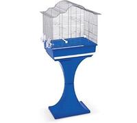 Gabbia per uccelli sophia metallo plastica con supporto piedistallo 62x40x134cm