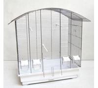 Gabbia Per Uccelli Ula, Casa Per Uccelli Con Accessori, Cromo/Bianco