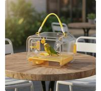 Gabbia Portatile Per Pappagalli, Trasparente, Mobile, Voliera, Trasportino Per