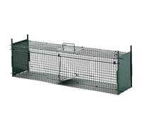 Gabbia Trappola per Animali Vivi 100x25x28 cm Doppia Porta in Ferro Verde scuro