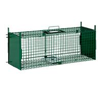 Gabbia Trappola per Animali Vivi Piccoli con Doppia Porta e Maniglia 80x25x30cm Verde Scuro
