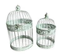 Gabbia uccelli Set 2 pz Verde salvia anticato