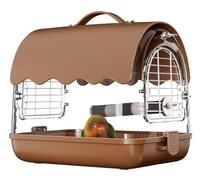Gabbia Uccelli Zaino Per Trasportini Per Uccelli Con Trespolo, Borsa Trasparente Per Gabbia Per Da Viaggio Finestra Visibile Per Copertura Ombreggiante Per Pappagalli Budgie Decorazione Casa(Bruin)