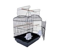 Gabbia Uccellini Accessoriata Tetto Apribile, Nera o Bianca - 46,2x35,7x63,5h cm