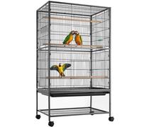 Gabbia Voliera per Uccelli Pappagalli Uccellini Volatili con Ruote 135x78x52cm