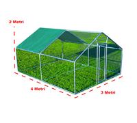 Gabbia x Galline da Esterno in acciaio zincato 3x4mx2mH 12mq Pollaio Conigliera