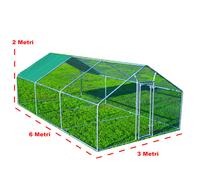 Gabbia x Galline da Esterno in acciaio zincato 3x6mx2mH 18mq Pollaio Conigliera