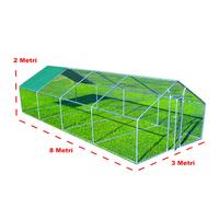 Gabbia x Galline da Esterno in acciaio zincato 3x8mx2mH 24mq Pollaio Conigliera