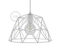 Gabbia XL paralume nudo Dome in metallo con portalampada E27 - Bianco