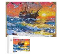 gabbiani al tramonto puzzle adulte nave a vela innevata puzzle 300 pezzi forma irregolare puzzle in legno per adulti,per ragazzi studenti decomprimente giocattolo divertente