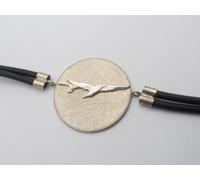 Gabbiani : Braccialetto in Argento 925 e caucciù - Bracciale con Volo di Uccelli