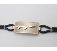 Gabbiani : Braccialetto in Argento 925 e caucciù - Bracciale con Volo di Uccelli