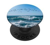 Gabbiani che volano onde oceaniche scena del cielo costiero PopSockets PopGrip Adesivo