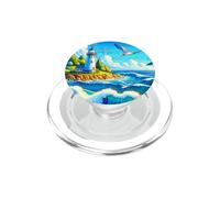 Gabbiani Faro Ocean Lovers Sea Shore Acqua Onde Blu PopSockets PopGrip per MagSafe