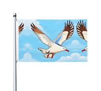Gabbiani volanti Stampe Bandiera su entrambi i lati 3 x 5FT leggera e resistente al colore con asole Ideale per feste all'aperto e giardini.
