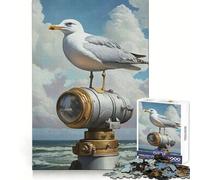 Gabbiano appollaiato su un riflettore nautico - Puzzle per adolescenti da 1000 pezzi - Gioco di logica - Rilassante - Assemblaggio di immagini - Regalo affettuoso (38x26cm)