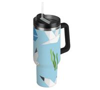 Gabbiano blu vuoto riutilizzabile Bulk bottiglie d'acqua con coperchio cannuccia tazza decorativa da campeggio per casa, ufficio o auto vasos para bebidas y agua 1180 ml