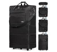 Gabbiano Borsa per Bagagli Valigie Pieghevole con Ruote in Linea Migliorate 3 in 1, Espandibile e Pieghevole, per Uomini e Donne, Leggera, Nero, Borsa Ruota 36