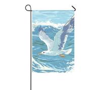 Gabbiano che vola sopra le onde dell'oceano bandiere esterne per il giardino Banner del Ringraziamento per la decorazione esterna 12x18 pollici a doppia faccia