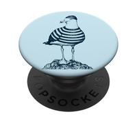 Gabbiano con Maglione a Righe e Berretto in Stile Marittimo PopSockets PopGrip Adesivo