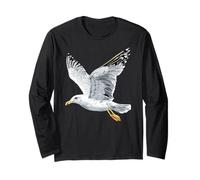 Gabbiano Mare di Spiaggia Mare del Nord Baltico Gabbiano Maglia a Manica