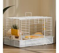 Gabbie per Conigli da Interno con Maniglia, Gabbia Coniglio Realizzata in Filo Metallico e Materiale Plastico, con Tettuccio Panoramico per una Facile Interazione con Gli Animali Domestici(43cm/17in)